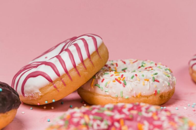 close up photo of colorful doughnuts